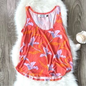 Ava Sky floral orange purple tank top size extra small